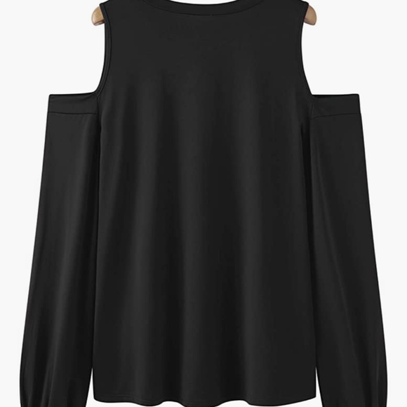 Cold Shoulder Long Sleeve - Cutout Tunic Fashion Blouse - Picture 6 of 8